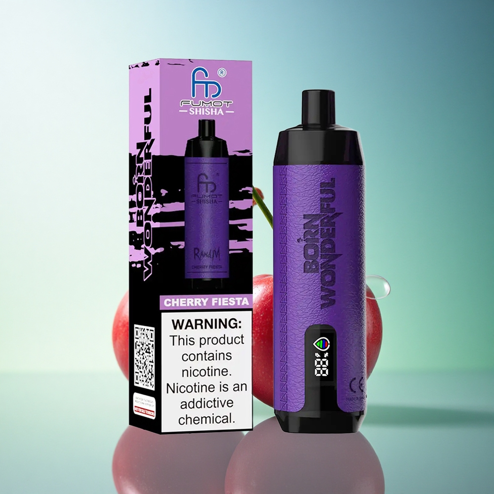 RandM Fumot Shisha 10000 Puffs Cherry Fiesta LED Mesh 0.6ohm 850mAh