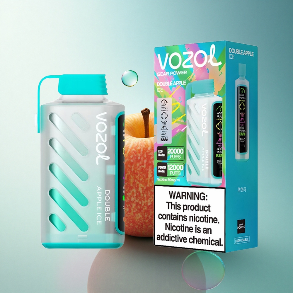VOZOL Gear Power 20000 Puffs Double Apple Ice with Dual Mesh Coil & 20mL Pre-Filled Liquid