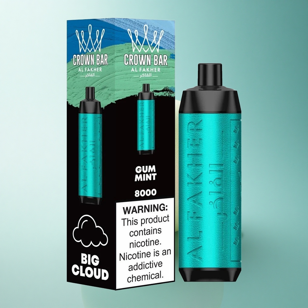 Al Fakher Crown Bar 8000 Crystal Gum Mint Crystal Disposable Vape 600mAh 18ml 5mg Nicotine