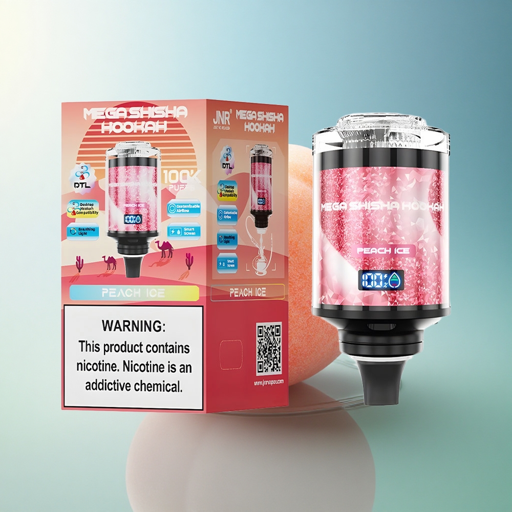 JNR Mega Shisha Hookah 100K Peach Ice 2200mAh Adjustable Airflow