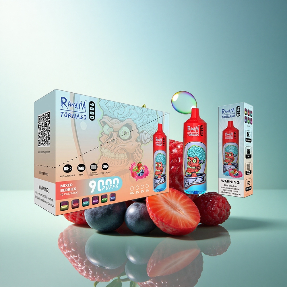 RandM Fumot Tornado 9000 Puffs Mixed Berries Mesh Coil 18mL 850mAh Rechargeable