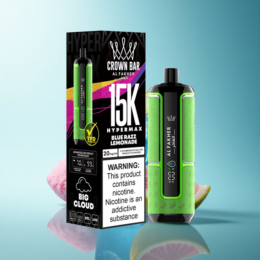 Al Fakher Crown Bar 15K Hypermax Blue Razz Lemonade 600mAh 22ml 6mg Nicotine