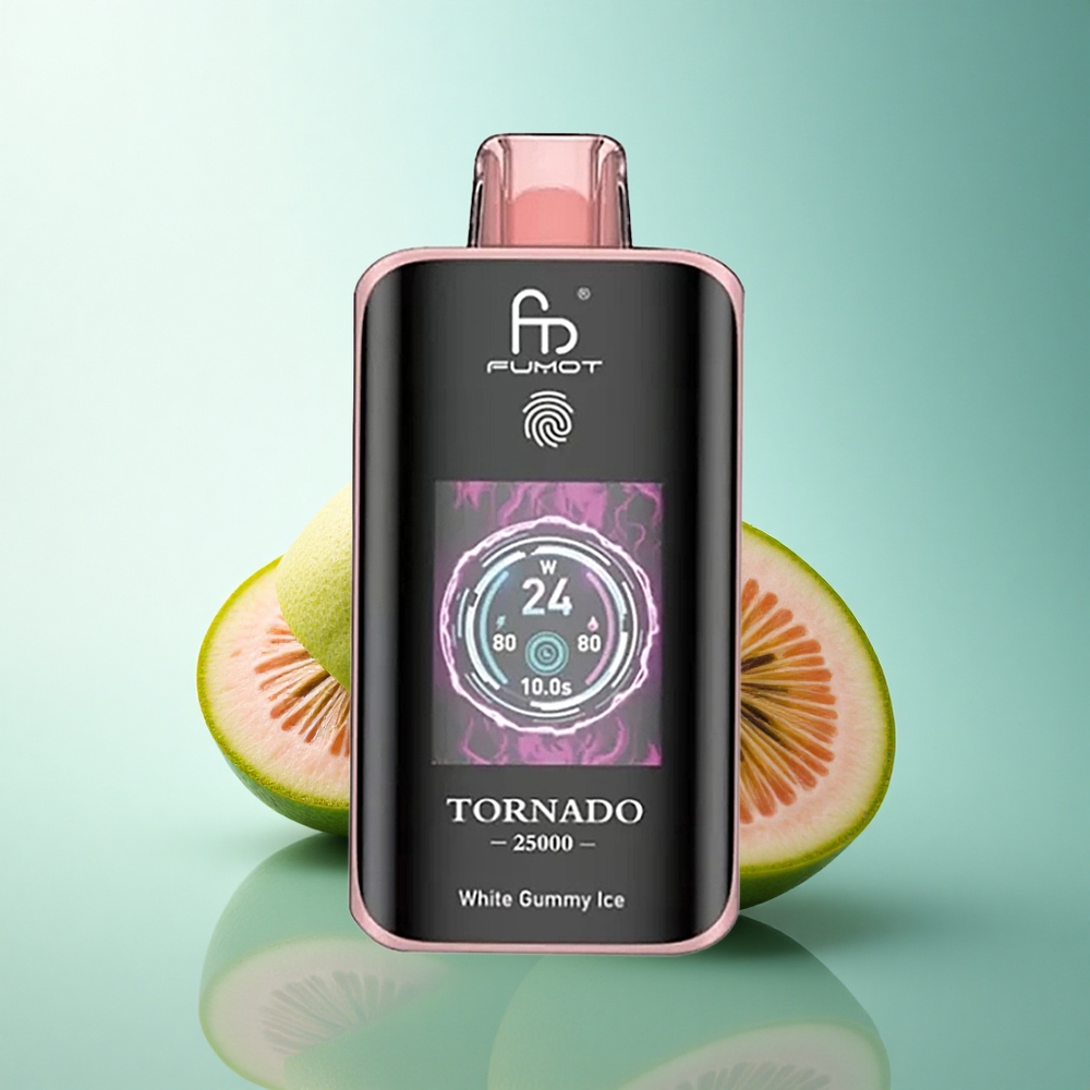 Fumot Tornado 25000 Puffs Kiwi Passion Fruit Guava HD Screen 700mAh 3% Nicotine