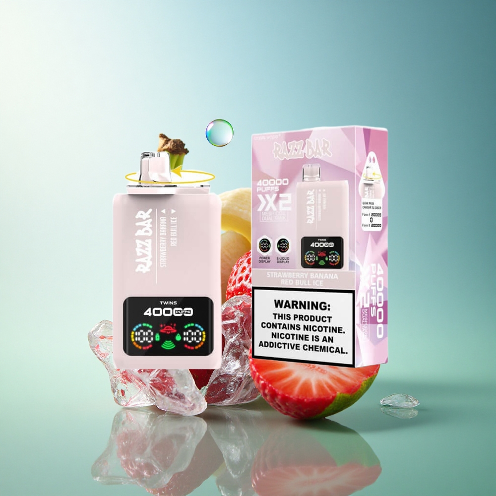 Razz Bar 40000 Puffs Strawberry Banana Ice with Type-C Port 650mAh Battery and 2% Nicotine