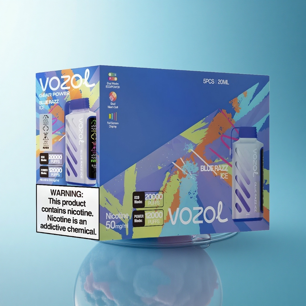 VOZOL Gear Power 20000 Puffs Blue Razz Ice Dual Mesh 20mL Nicotine 5%