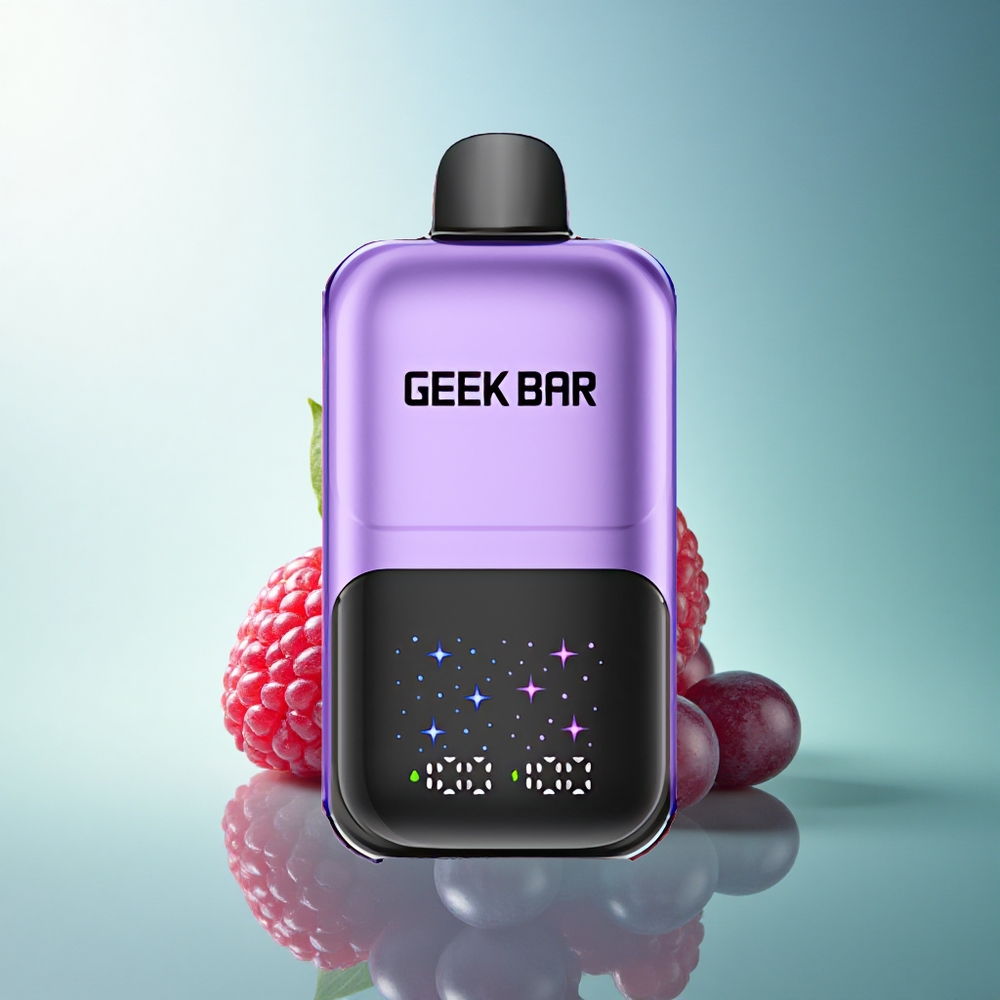 GEEK BAR 2GO 20ml 50000 Puffs Grape & Raspberry Interactive Large Screen Rechargeable 5% Nicotine