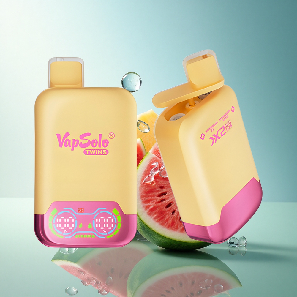 Vapsolo Twins 20000 Puffs Watermelon Ice & Strawberry Mango Dual Tank 40ml Nicotine
