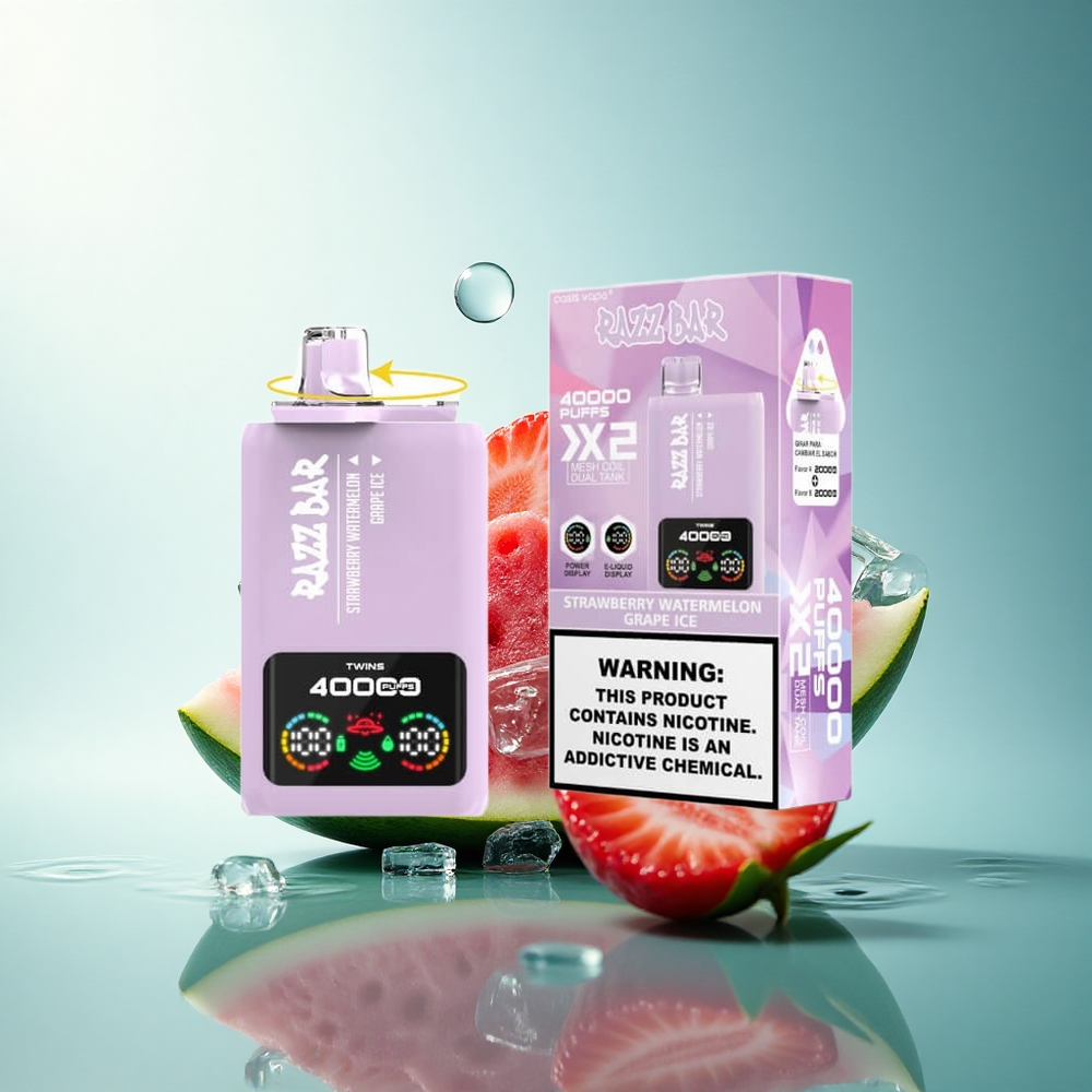 Razz Bar 40000 Puffs Strawberry Watermelon - Grape Ice 5% Nicotine 650mAh