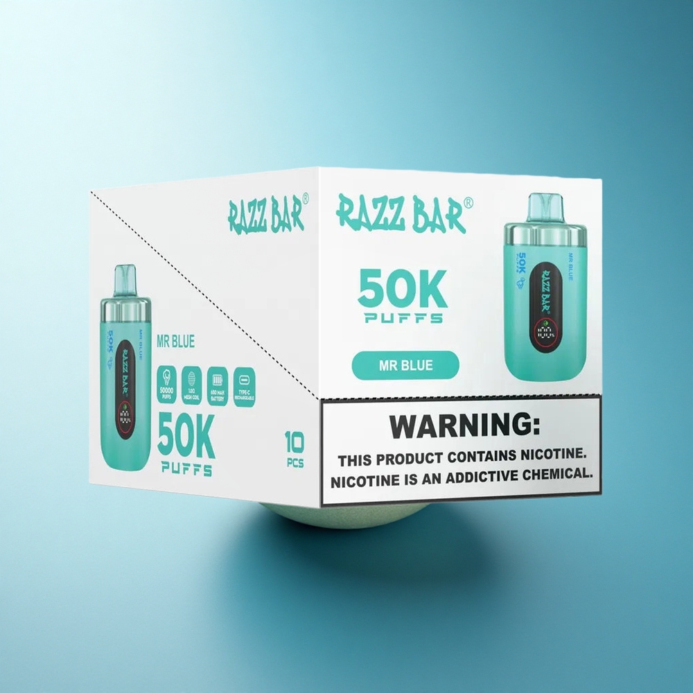 Razz Bar 50K Puffs Mr Blue Mesh Coil 650mAh 2% Nicotine