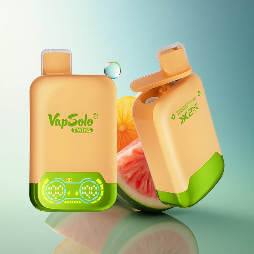 Vapsolo Twins 20000 Puffs Orange Mango Watermelon & Red Bull 40ml Dual Tank Nicotine 20mg/50mg Type-C