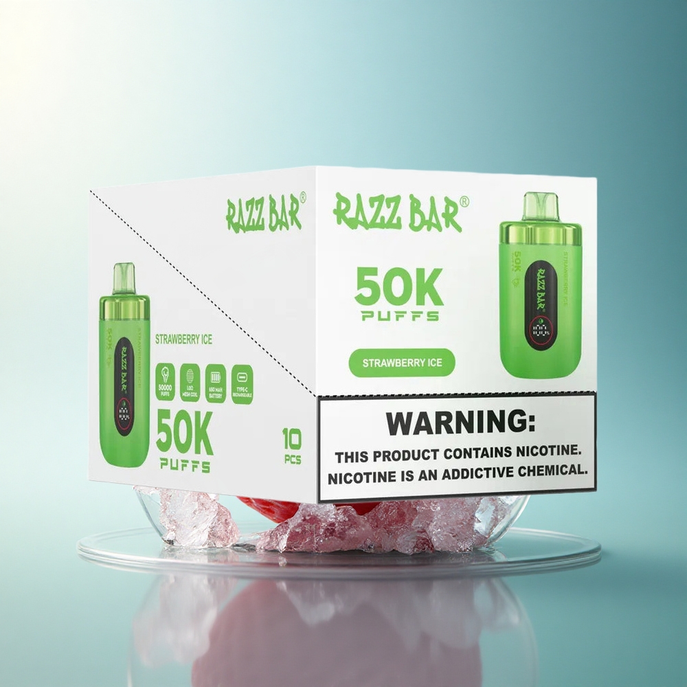 Razz Bar 50K Puffs Strawberry Ice 1.0 Ohm Mesh Coil 650mAh