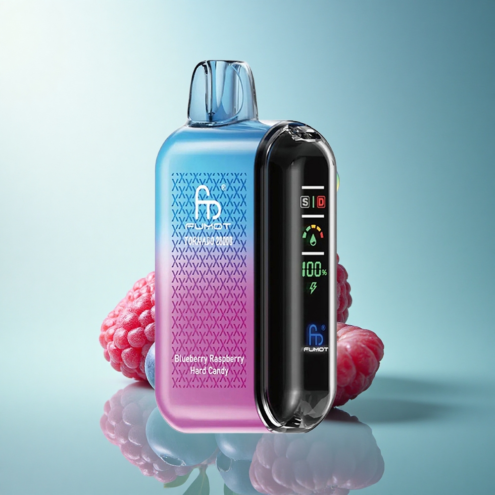 Fumot Tornado 20000 Puffs Blueberry Raspberry Hard Candy with Dual Mesh Coil and 2% Nicotine