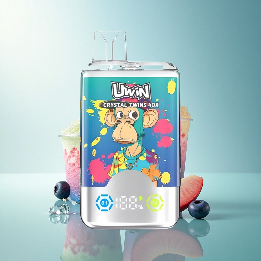 Uwin Crystal Twins 40000 Puffs Blueberry On Ice Summer Peach Ice Dual Flavor 850mAh