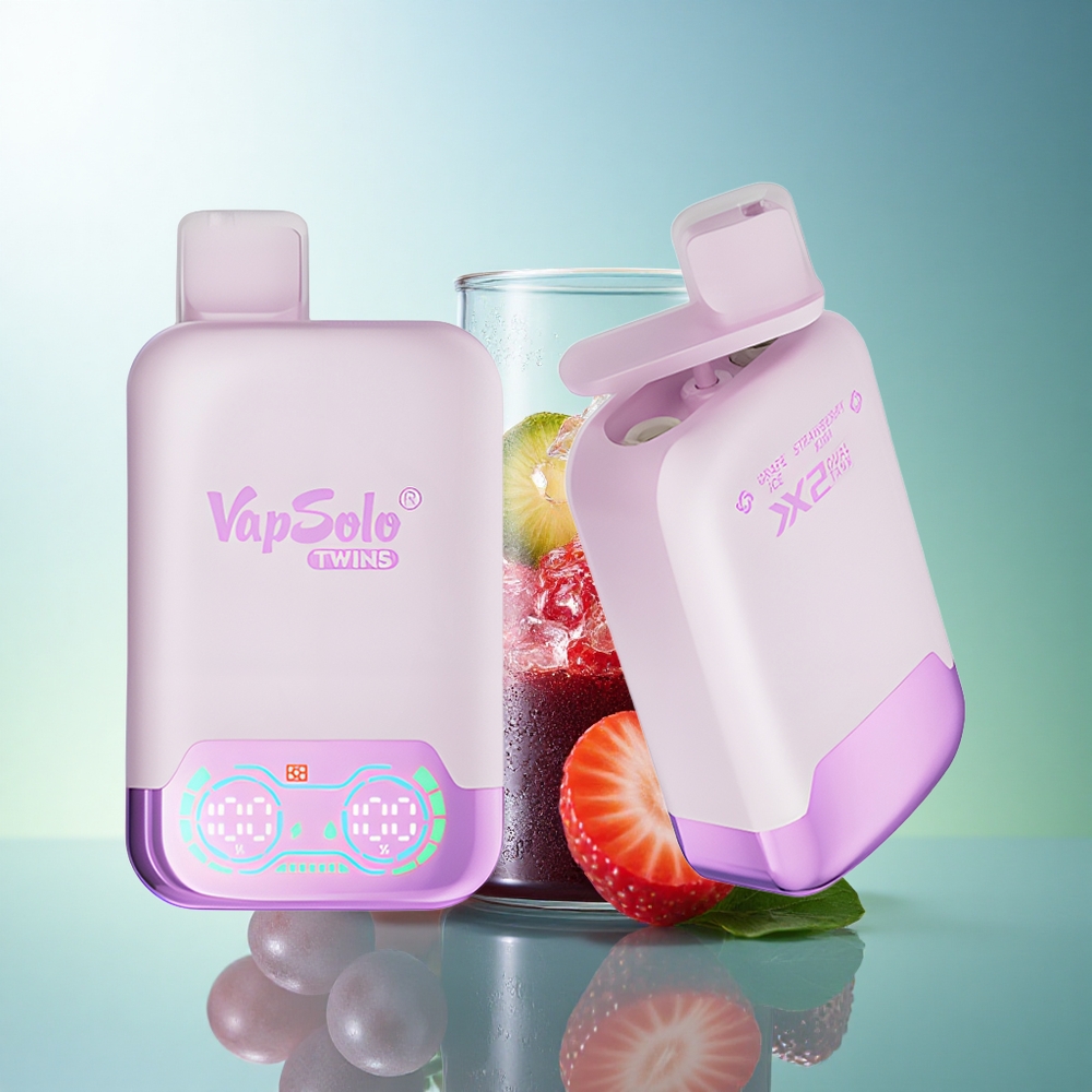 Vapsolo Twins 20000 Puffs Grape Ice & Strawberry Kiwi Twins 40ml Nicotine 20mg/ml Type-C