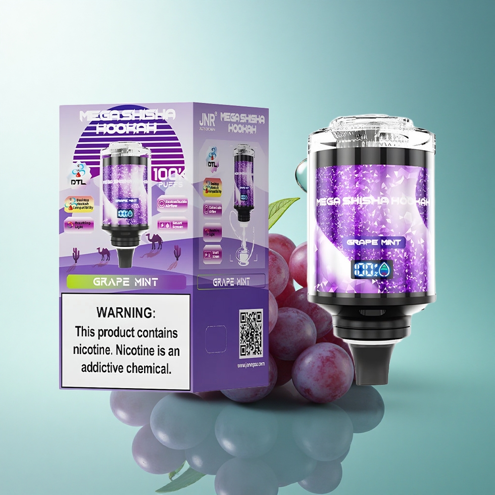 JNR Mega Shisha Hookah 100K Grape Mint 2200mAh 60ml 2% Nicotine