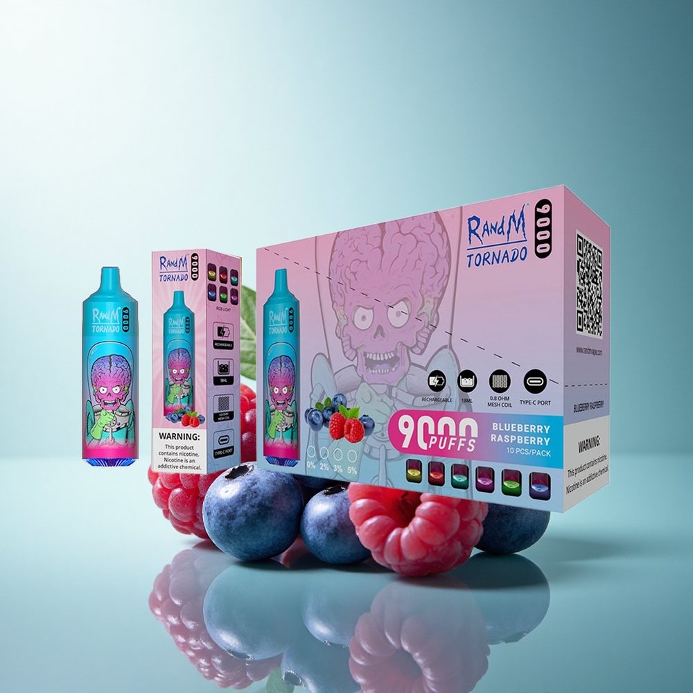 RandM Fumot Tornado 9000 Puffs Blueberry Raspberry Mesh Coil 18mL 850mAh