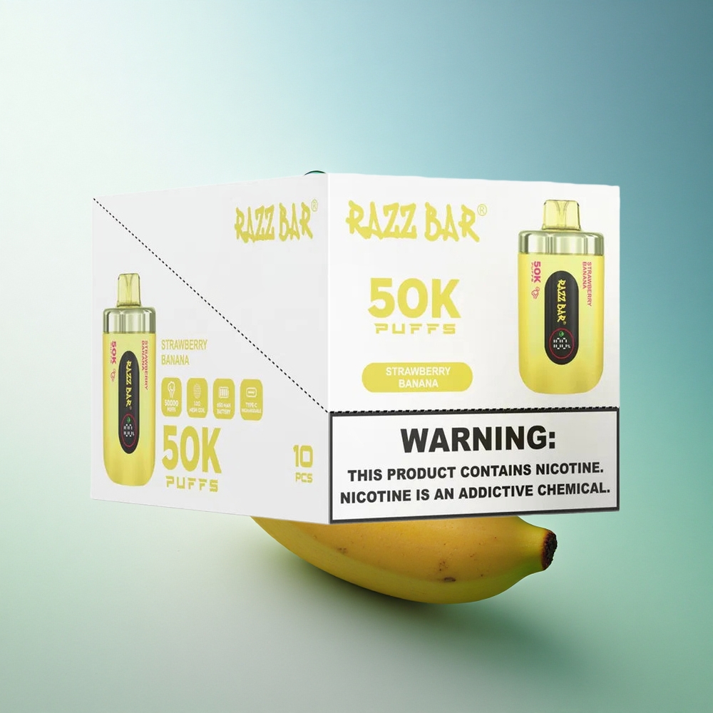 Razz Bar 50K Puffs Strawberry Banana Mesh Nicotine 2% 650mAh