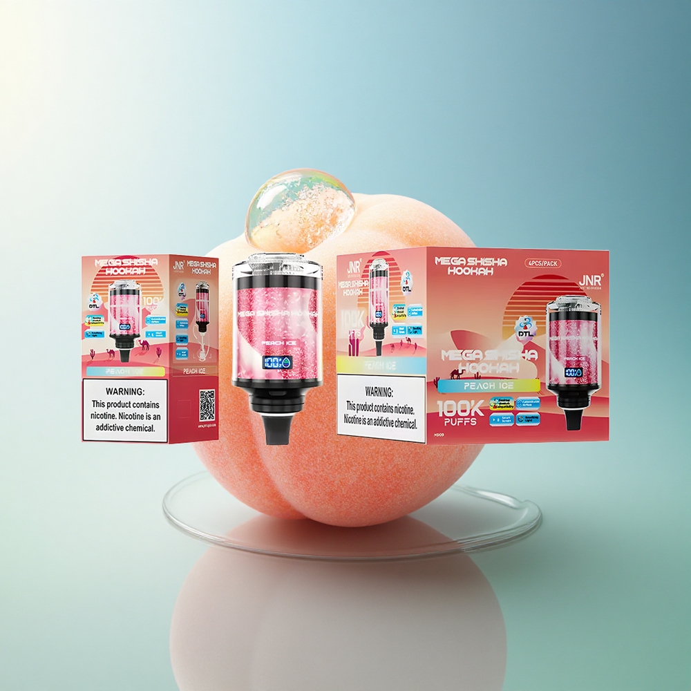 JNR Mega Shisha Hookah 100K Peach Ice 2200mAh Adjustable Airflow