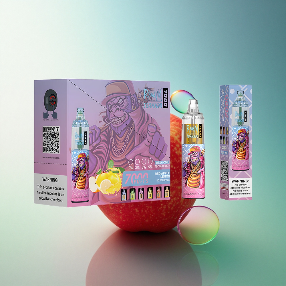 RandM Fumot Tornado 7000 Puffs Red Apple Lemon Disposable Vape with Mesh Coil and 850mAh Battery