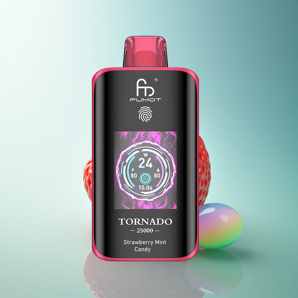 Fumot Tornado 25000 Puffs Strawberry Mint Candy HD Screen 700mAh