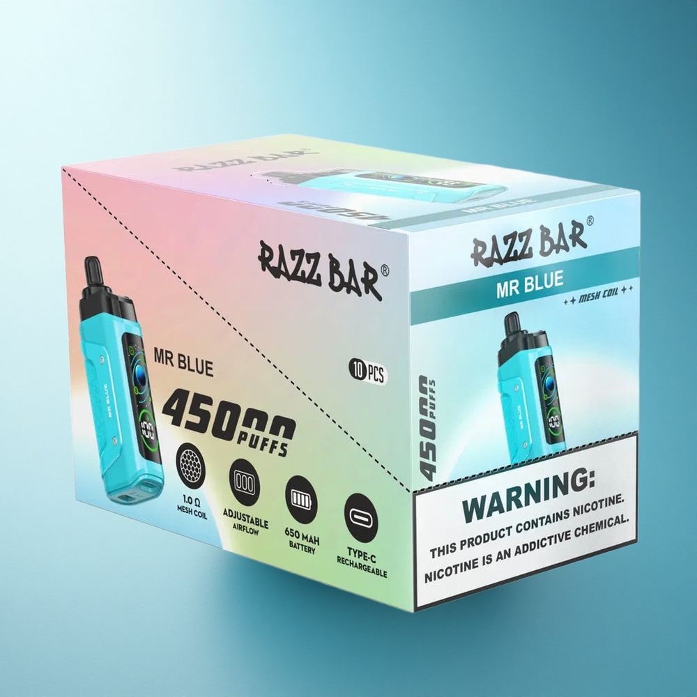 Razz Bar 45000 Puffs Mr Blue Mesh Airflow 650mAh