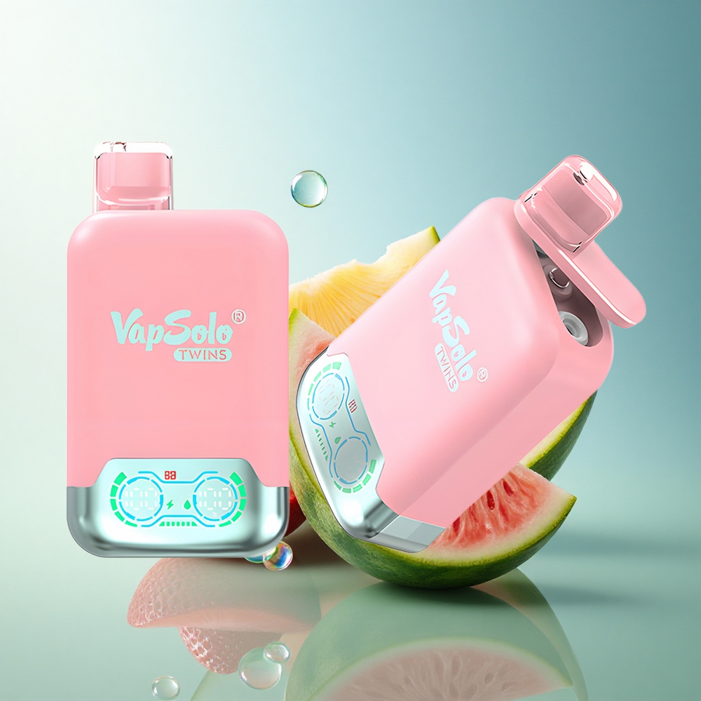 Vapsolo Twins 20000 Puffs Strawberry Ice & Mango Peach Watermelon Twin Tank 40ml Nicotine 20mg/50mg