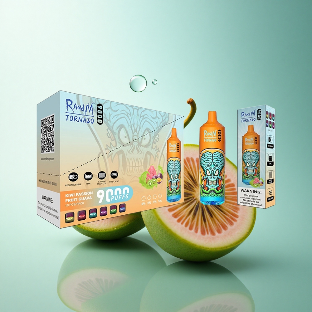 RandM Fumot Tornado 9000 Puffs Kiwi Passion Fruit Guava Mesh Coil 850mAh RGB Display