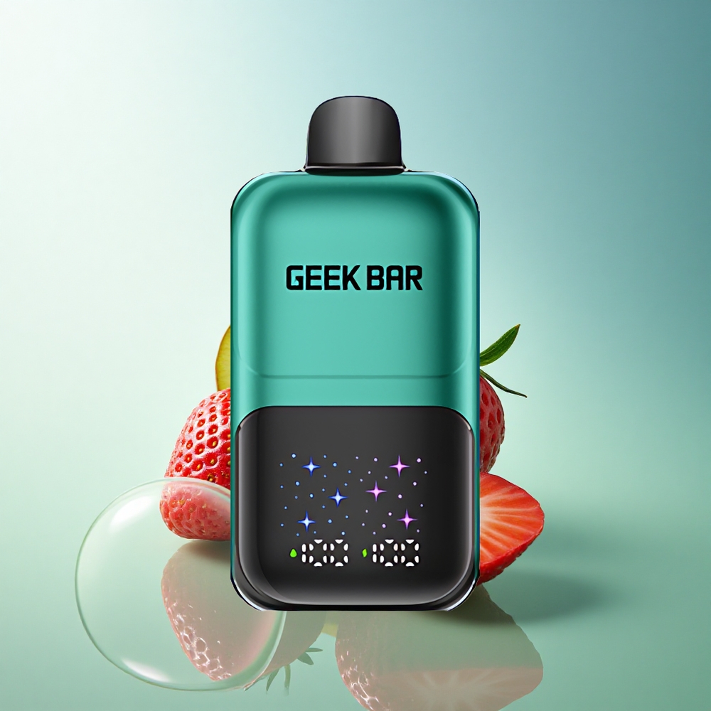 GEEK BAR 2GO 20ml 50000 Puffs Strawberry & Kiwi Interactive Screen Dual Tank 20mL 5% Nicotine Rechargeable