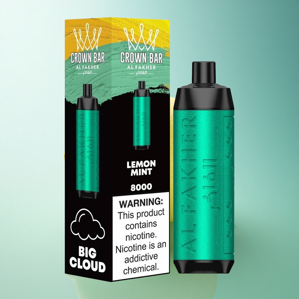 Al Fakher Crown Bar 8000 Crystal Lemon Mint 600mAh 18mL 5mg Nicotine