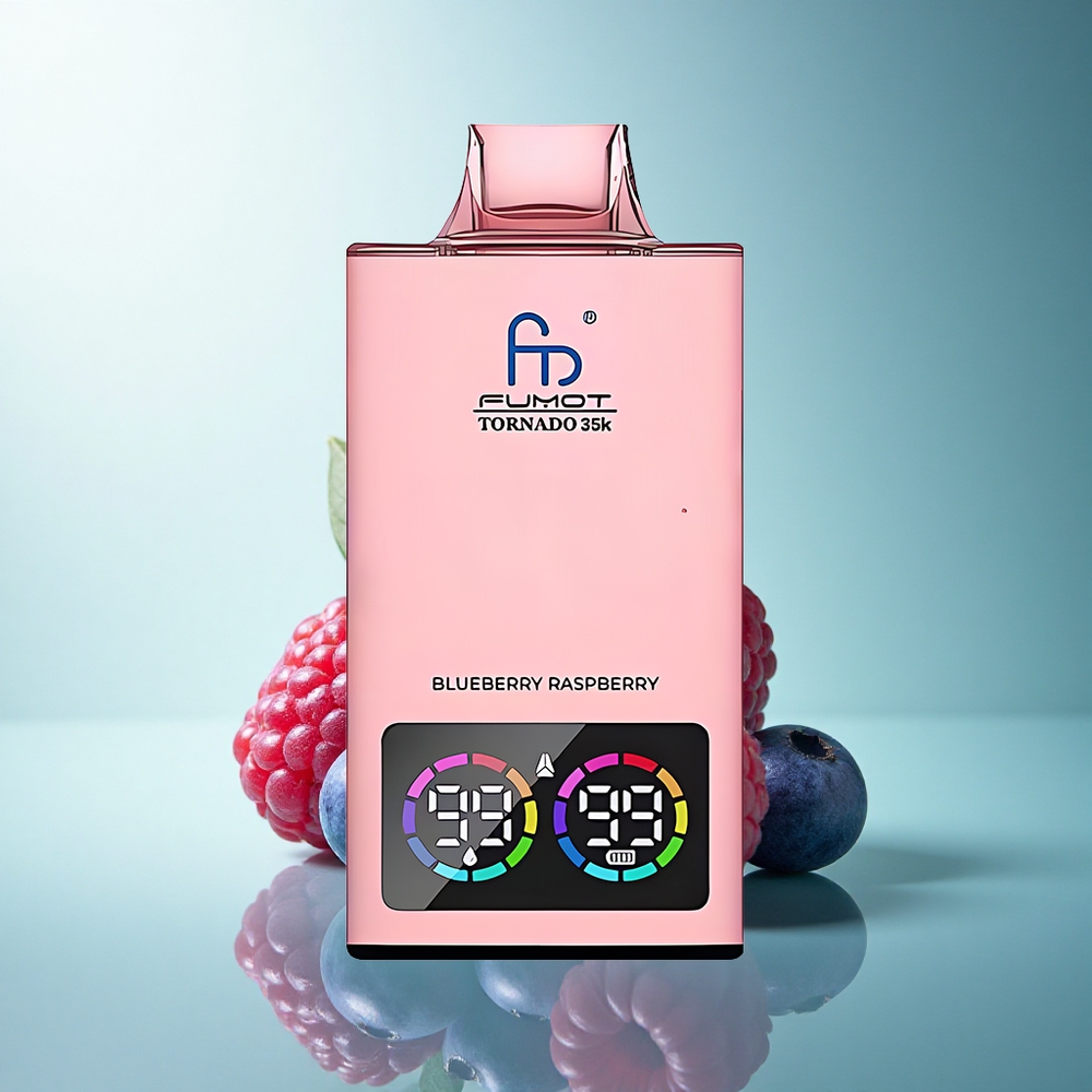 Fumot Tornado 35000 Puffs Blueberry Raspberry Dual Mesh Coil 700mAh Fast Charging Disposable Vape