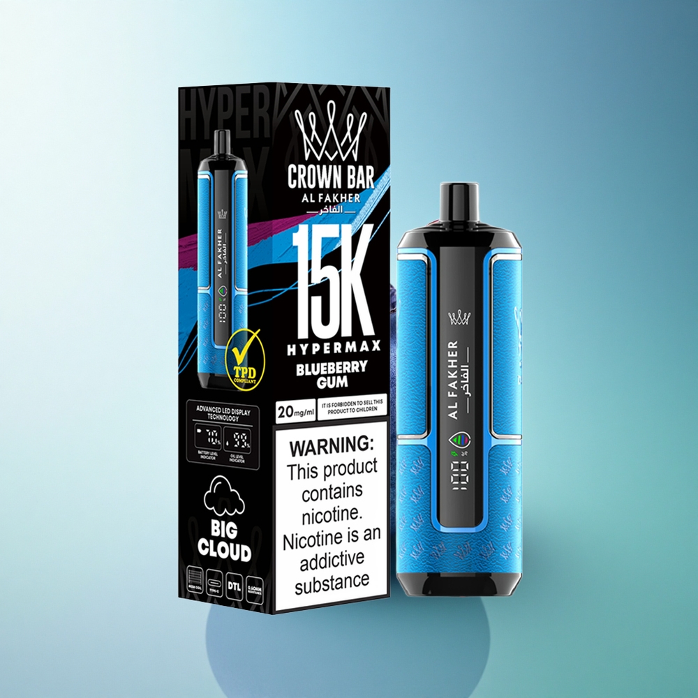 Al Fakher Crown Bar 15K Hypermax Blueberry Gum 22ml 600mAh DTL Nicotine