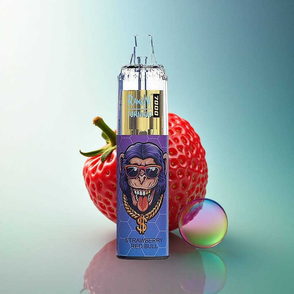 RandM Fumot Tornado 7000 Puffs Strawberry Red Bull Mesh Coil 14mL E-liquid 5% Nicotine