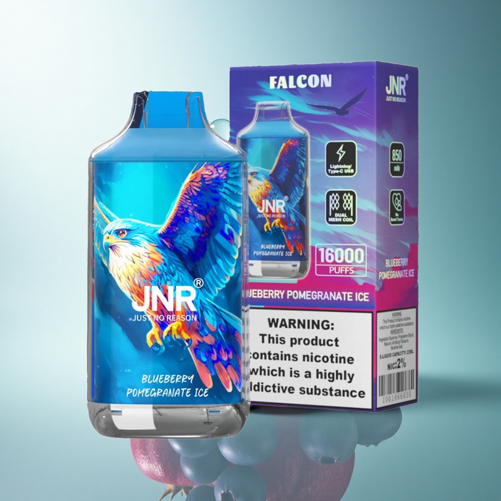 JNR Falcon 16000 Blueberry Pomegranate Ice Dual Mesh Coil 850mAh 22ml Nicotine 2%