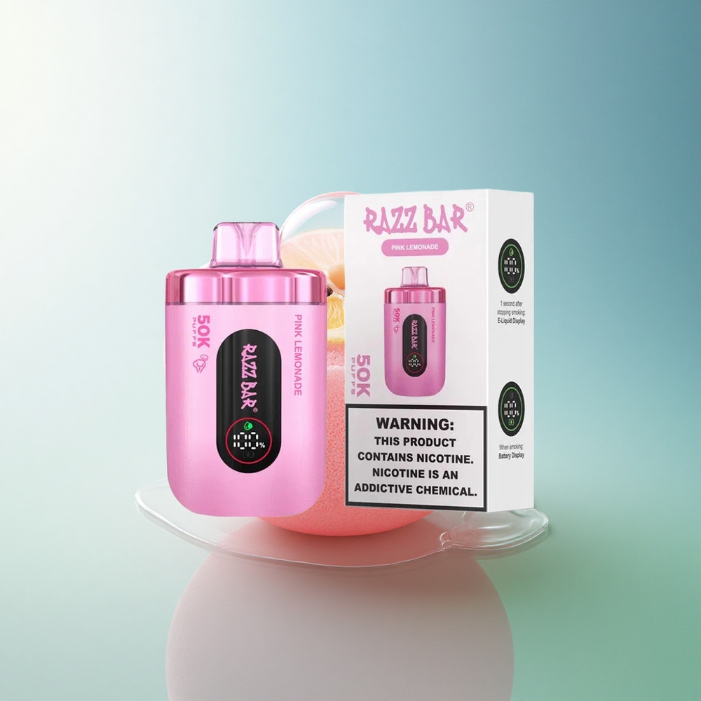 Razz Bar 50K Puffs Pink Lemonade Mesh Coil 650mAh 2% Nicotine