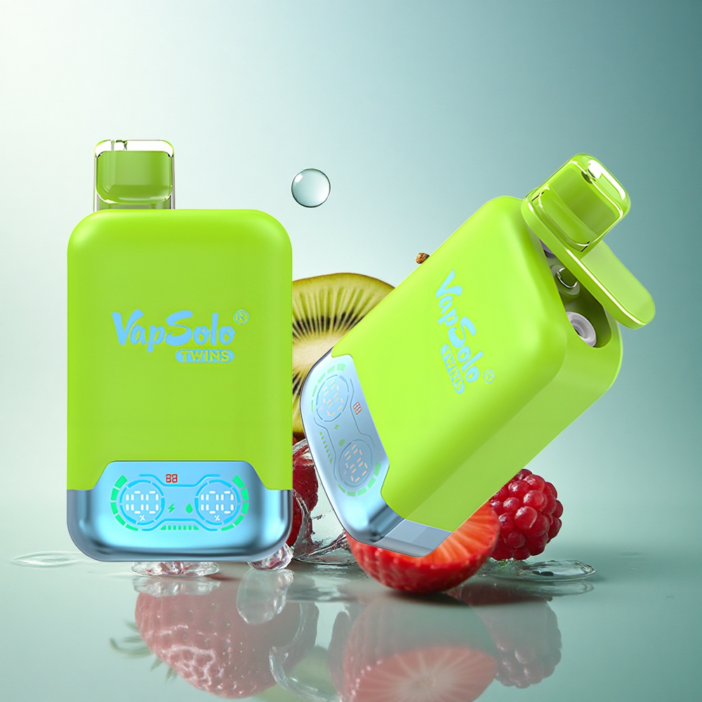 Vapsolo Twins 20000 Puffs Strawberry Kiwi & Strawberry Raspberry Cherry Ice 40ml 20mg Nicotine Type-C