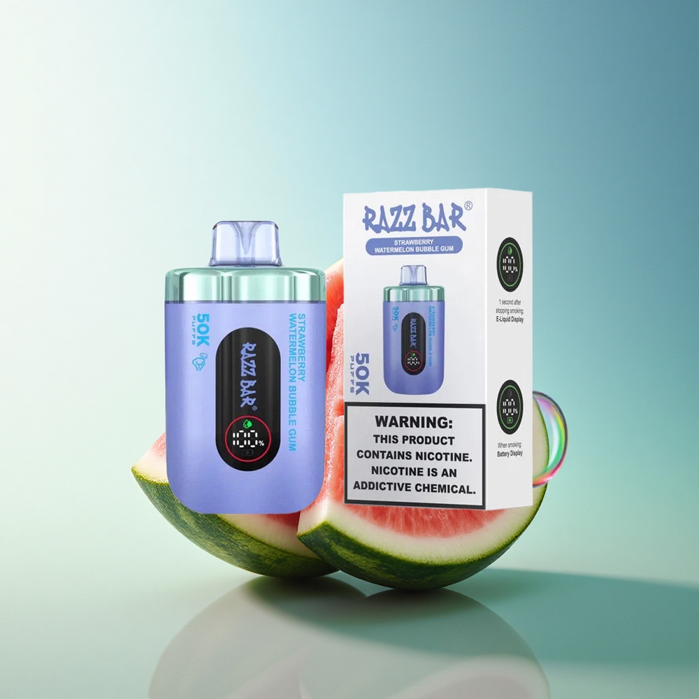 Razz Bar 50K Puffs Strawberry Watermelon Bubble Gum 650mAh 2% Nicotine