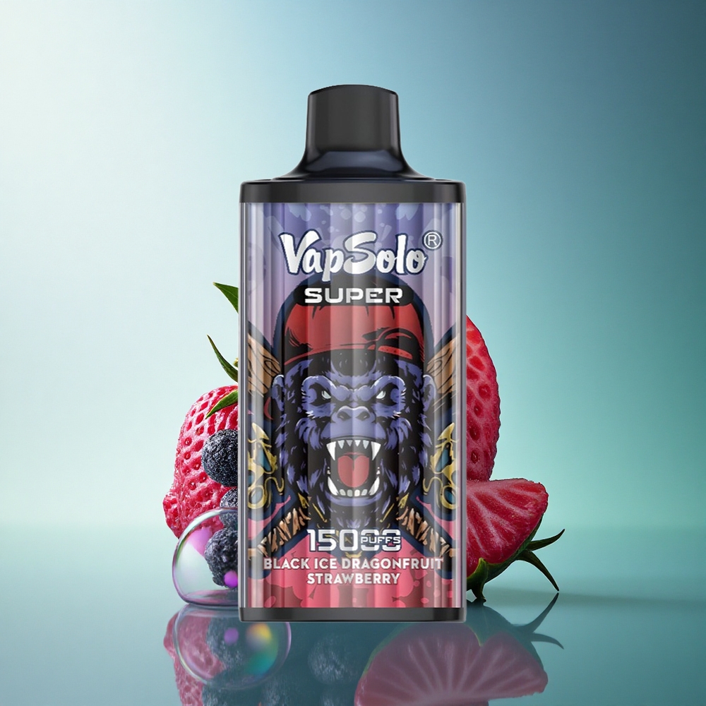 Vapsolo Super 15000 Puffs Black Ice Dragonfruit Strawberry with 850mAh Battery and 40ml E-Liquid