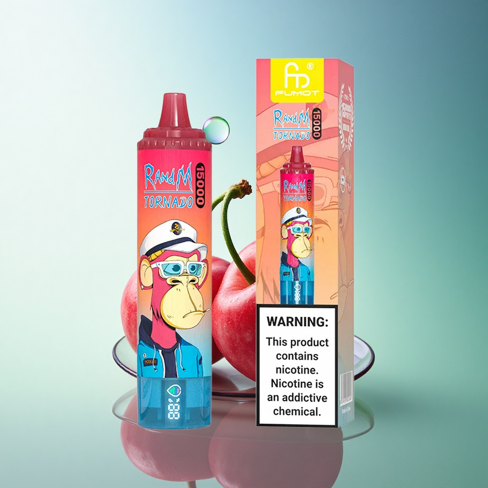 RandM Fumot Tornado 15000 Puffs Cherry LCD Mesh 25ml 5% Nicotine