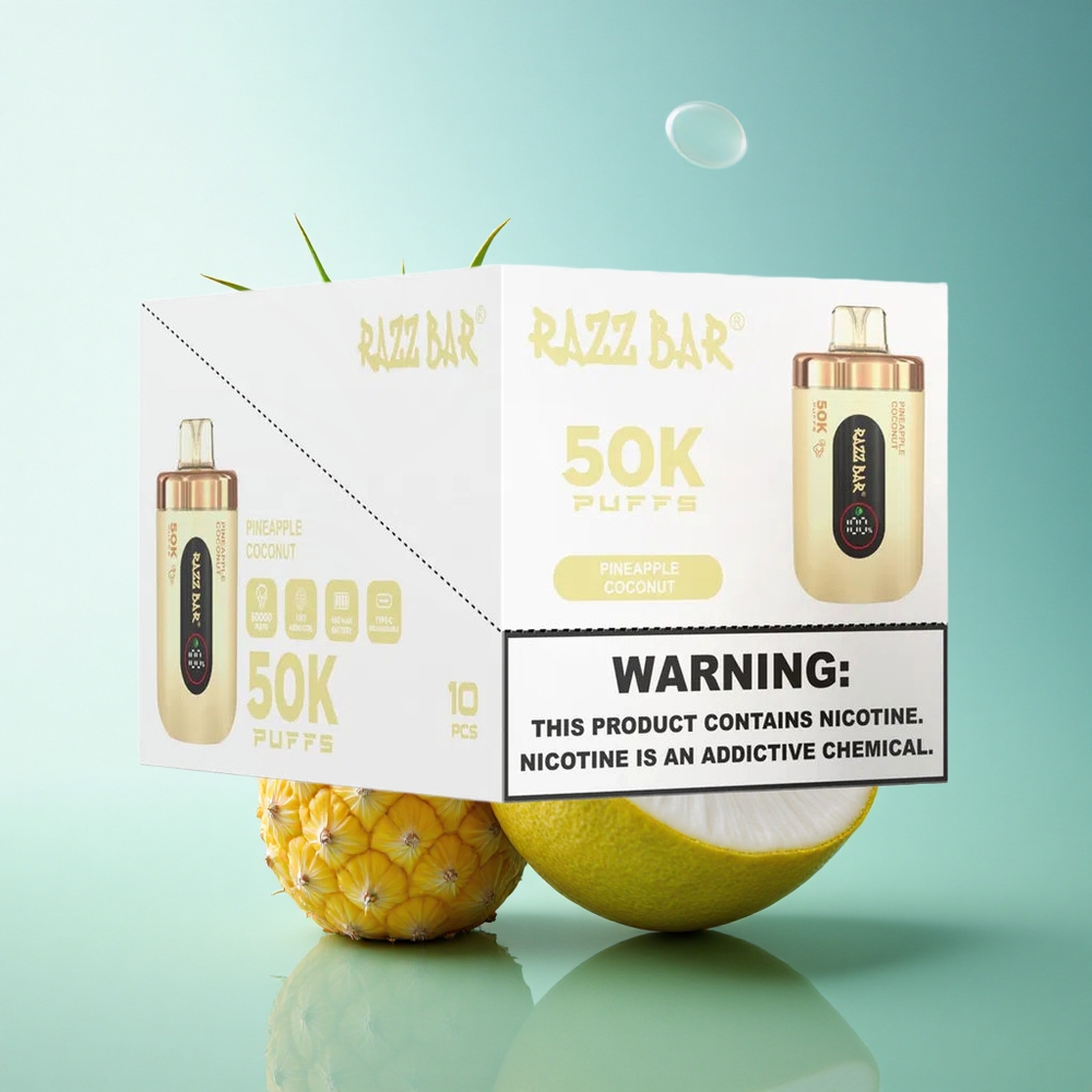 Razz Bar 50K Puffs Pineapple Coconut Mesh Coil 650mAh 2% Nicotine