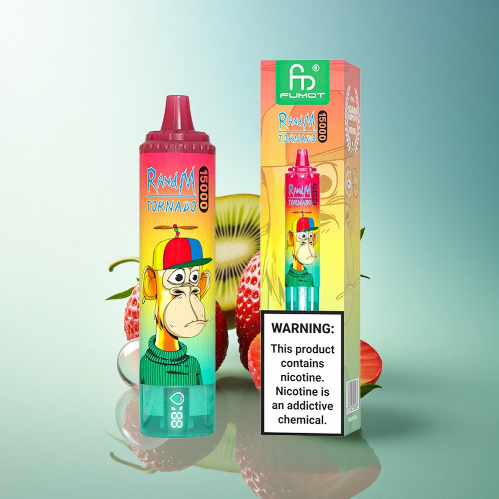 RandM Fumot Tornado 15000 Puffs Strawberry Kiwi 25ml Mesh Coil 5% Nicotine