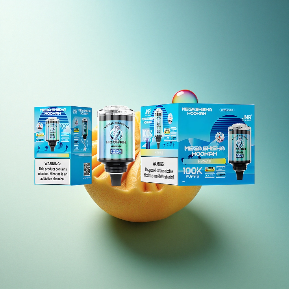JNR Mega Shisha Hookah 100K Hawaii Mega Shisha Hookah Desktop Type-C 2200mAh Adjustable Airflow 2% Nicotine