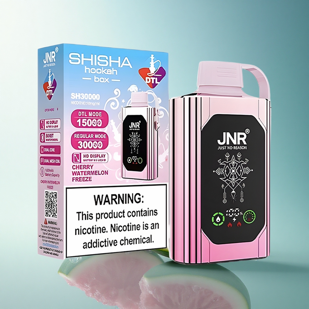 JNR Shisha Hookah Box 20500 Cherry Watermelon Freeze HD Display 1000mAh Dual Mesh Coil