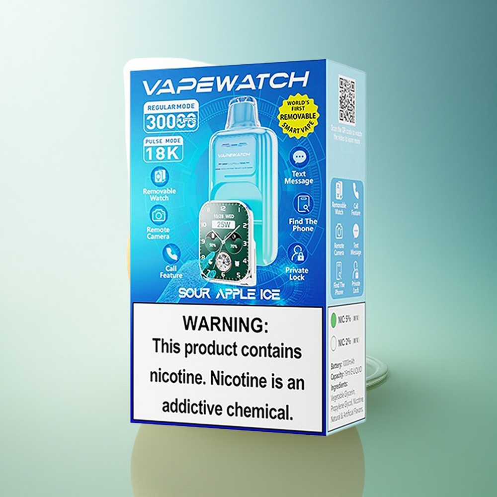 JNR VapeWatch 30000 Sour Apple Ice Dual Mesh 1000mAh 5% Nicotine