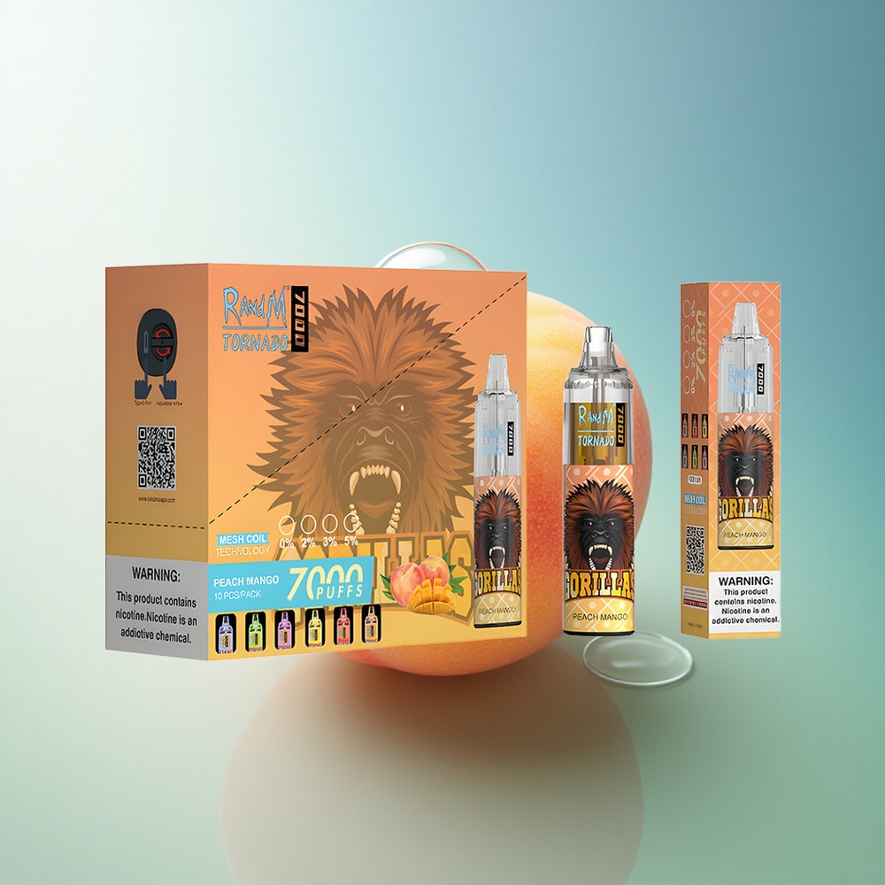 RandM Fumot Tornado 7000 Puffs Peach Mango Mesh Coil 14ML 850mAh