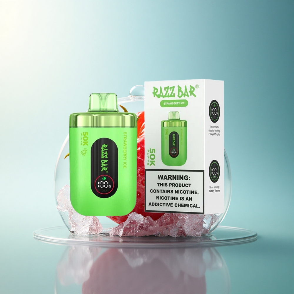 Razz Bar 50K Puffs Strawberry Ice 1.0 Ohm Mesh Coil 650mAh