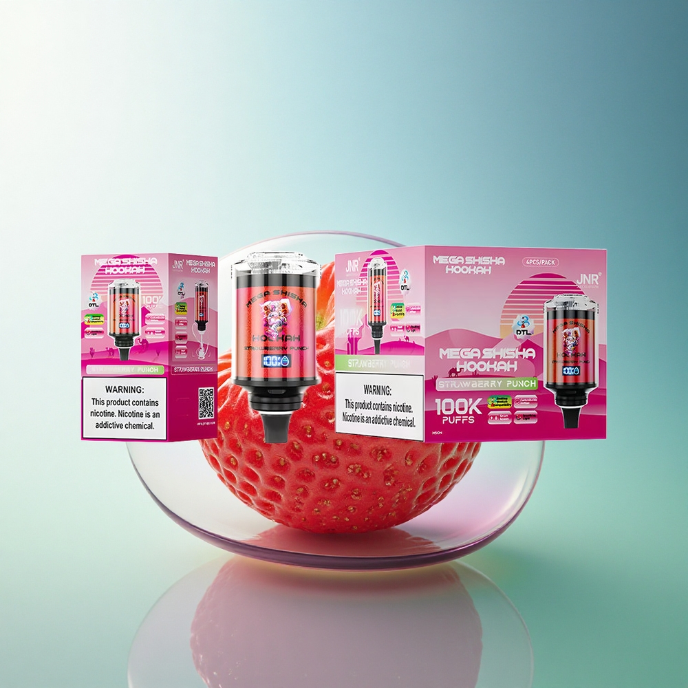 JNR Mega Shisha Hookah 100K Strawberry Punch 2200mAh 60ml 2% Nicotine
