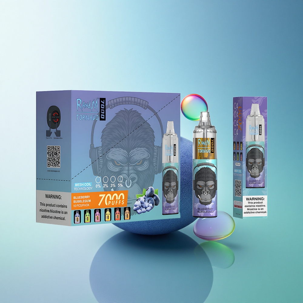 RandM Fumot Tornado 7000 Puffs Blueberry Bubblegum Mesh 14ML 5% Nicotine