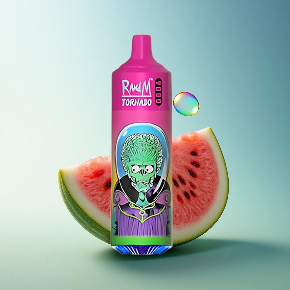 RandM Fumot Tornado 9000 Puffs Watermelon Bubble Gum Mesh Coil RGB Display 18mL