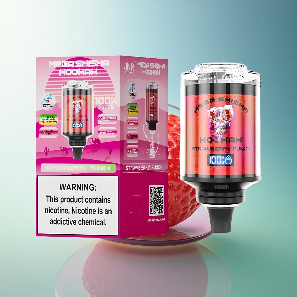 JNR Mega Shisha Hookah 100K Strawberry Punch 2200mAh 60ml 2% Nicotine