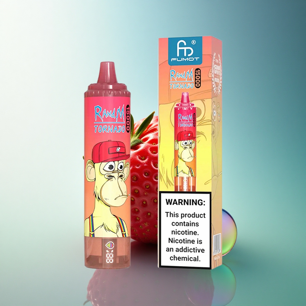 RandM Fumot Tornado 15000 Puffs Strawberry Red Bull 25ml Mesh Coil 850mAh